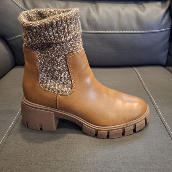 Universal Thread Keeley Tan Knit Sock Ankle Boots Women's Size 8 Chunky Sole - Picture 8 of 10